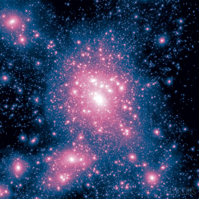 По подсчётам учёных, с первого момента, который описывает Illustris, и до сегодняшнего дня в отдельно взятом участке пространства сформировалось более 41 тысячи галактик (иллюстрация Illustris Collaboration). 