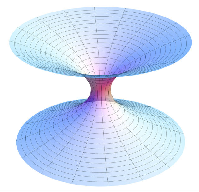 Отрицательная энергия концентрируется в центре червоточины (иллюстрация Wikimedia Commons). 