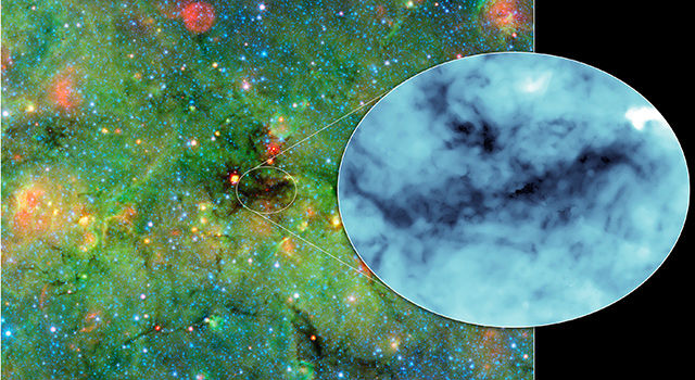 Снимок облака, сделанный телескопом "Спитцер" (иллюстрация NASA/JPL-Caltech/University of Zurich). 