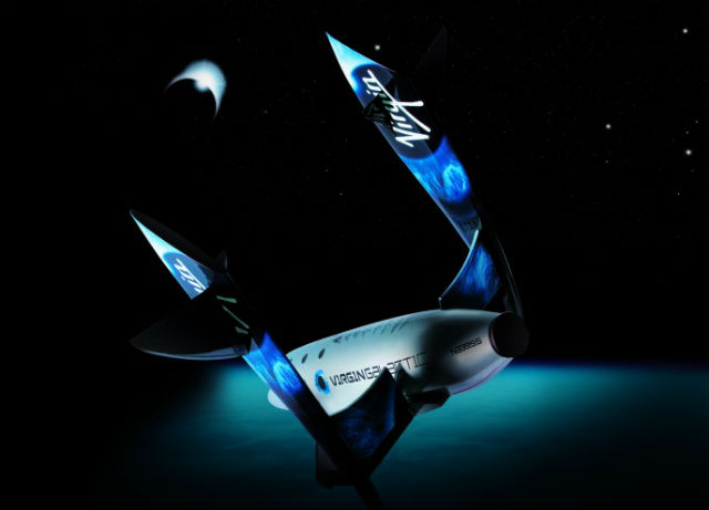 Полёт корабля SpaceShipTwo в представлении художника (иллюстрация Virgin Galactic). 