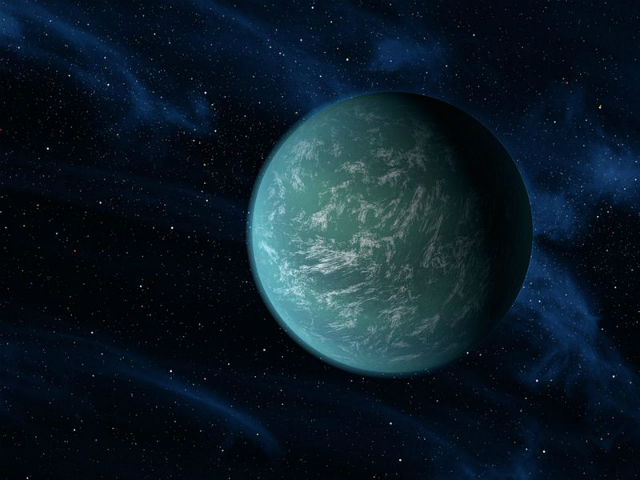 Изображение планеты Kepler-22b, находящейся в комфортном участке зоны обитаемости похожей на Солнце звезды (иллюстрация NASA / Ames / JPL-Caltech). 